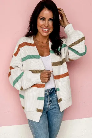 Brailee Pocketed Stripe Sweater Cardigan