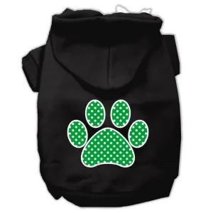 Green Swiss Dot Paw Screen Print Pet Hoodies Black Size XS (8)