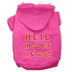 Head Elf In Charge Screen Print Pet Hoodies Bright Pink Size Lg (14)