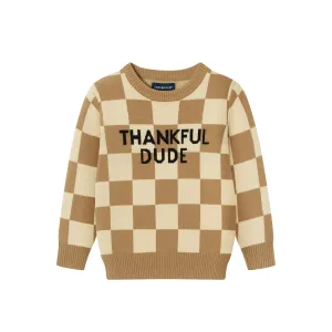 Kids Thankful Dude Sweater | Checkered