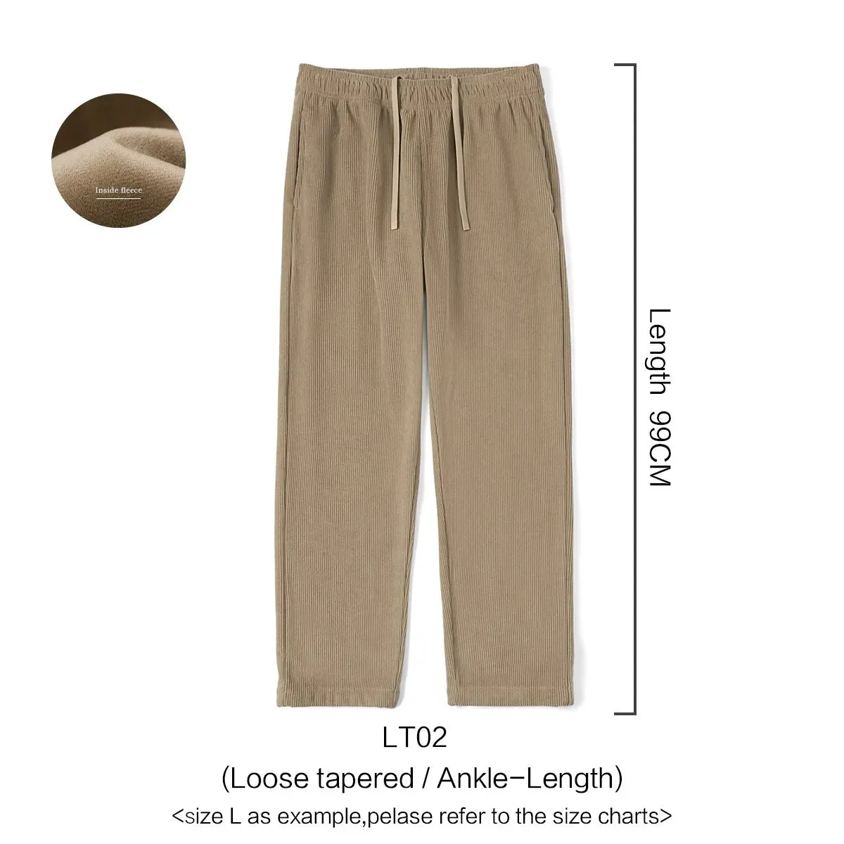 Loose Fit Warm Fleece Lining Corduroy Casual Pants - Plus Size Trousers