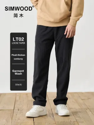 Loose Fit Warm Fleece Lining Corduroy Casual Pants - Plus Size Trousers