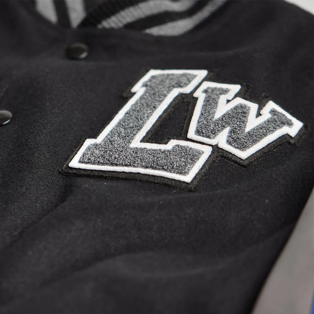 MIGHTY WOLVES VARSITY JACKET - BLACK