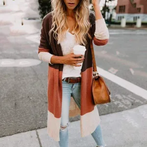 Patchwork Long Knit Cardigan