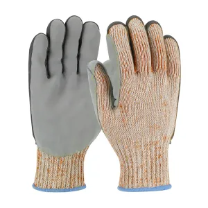 PIP 09-H550SLPV/M Seamless Knit HPPE Blended Glove with Split Cowhide Leather Palm and Aramid Stitching - Vend-Ready