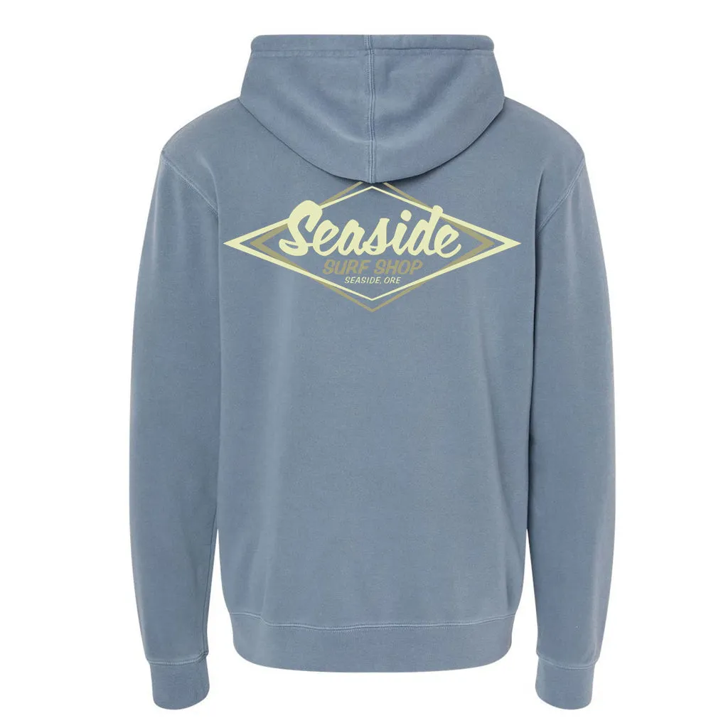 Seaside Surf Shop Vintage Logo Bomber Hoody Sweatshirt - Deep Blue