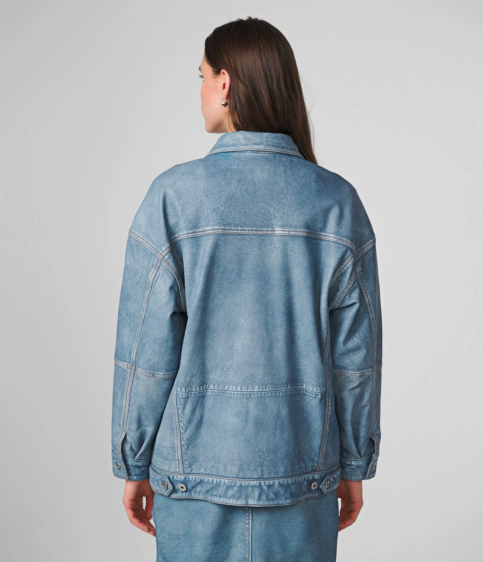 Sydney Oversized Denim Leather Jacket