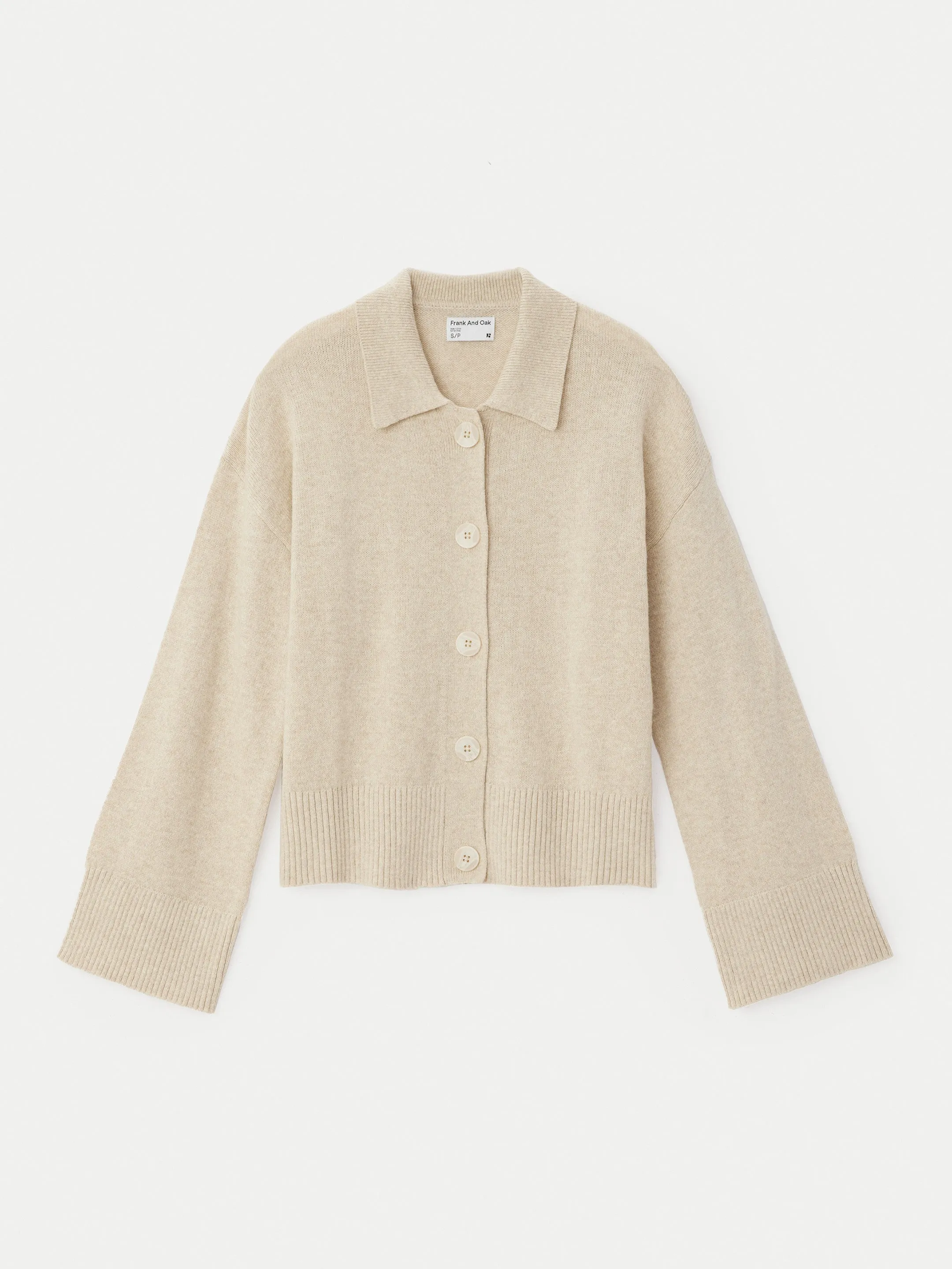 The Bell Sleeve Button Up Sweater in Cream