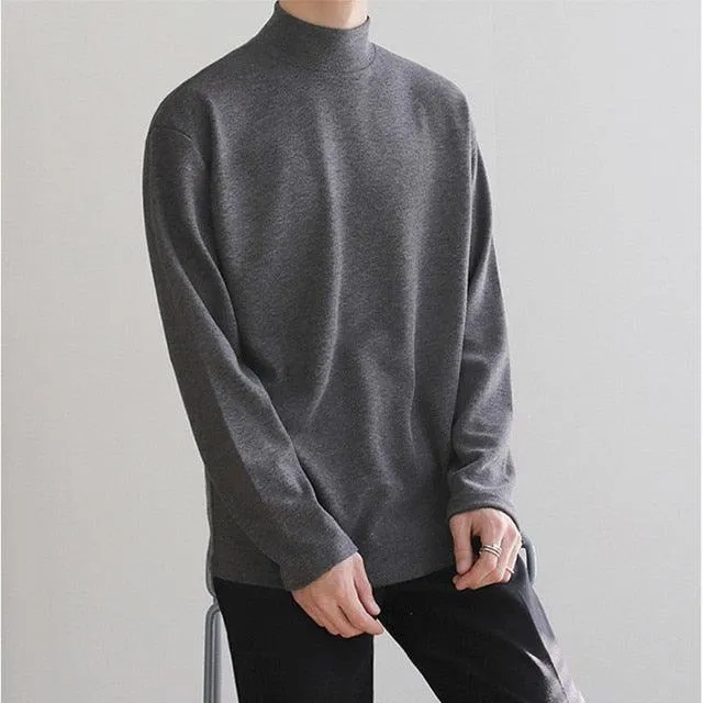 Velvet Turtleneck Men Loose Sweater