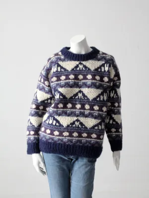 vintage chunky knit geometric sweater